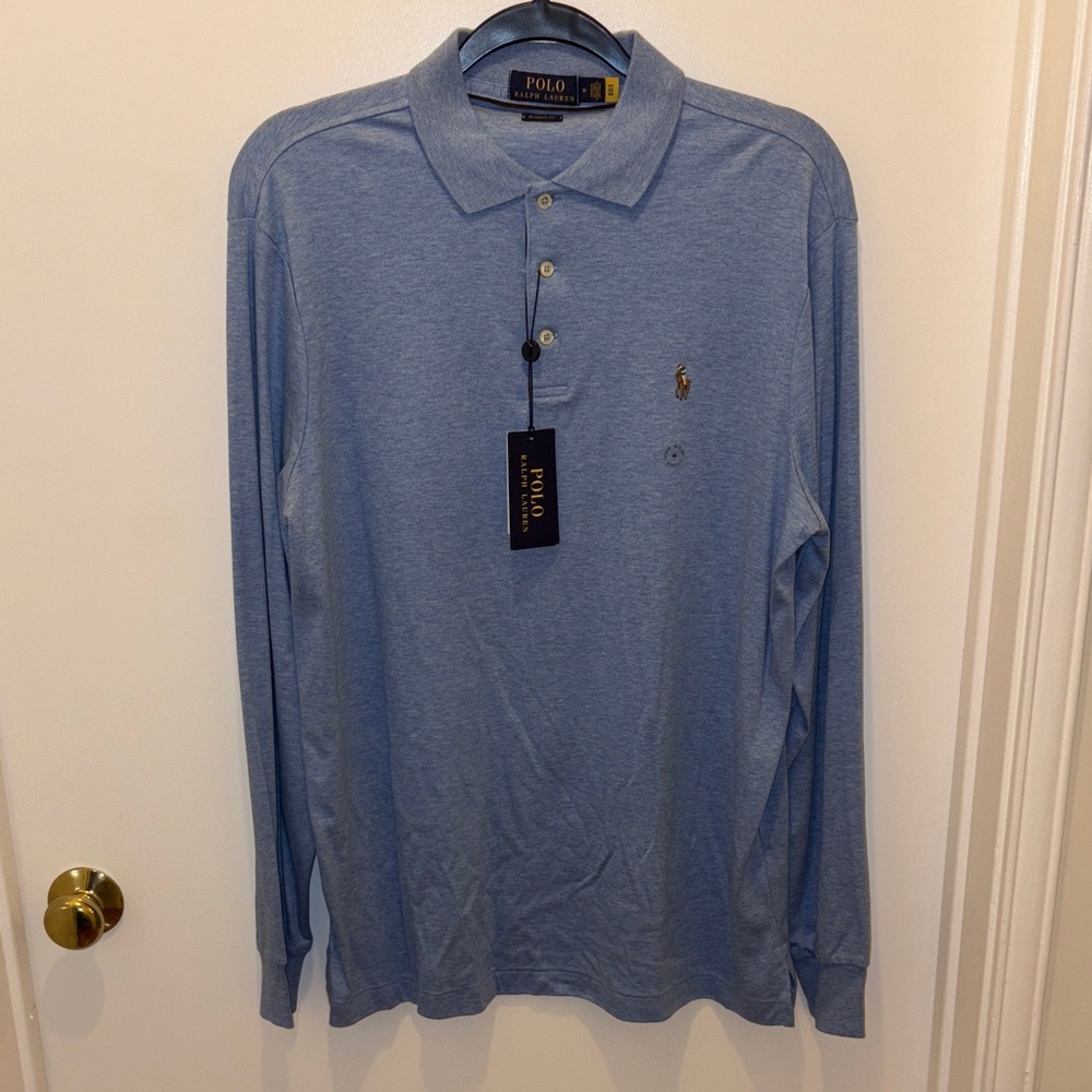Polo by Ralph Lauren Men's Light Blue Long Sleeve Polo